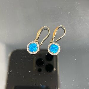 FIRE BLUE OPAL EARRINGS 925 PROBE